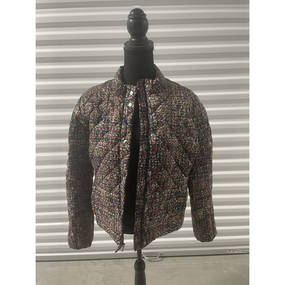 Lands End Women's Size Small Down Puffer Jacket Multi Color Abstract Print